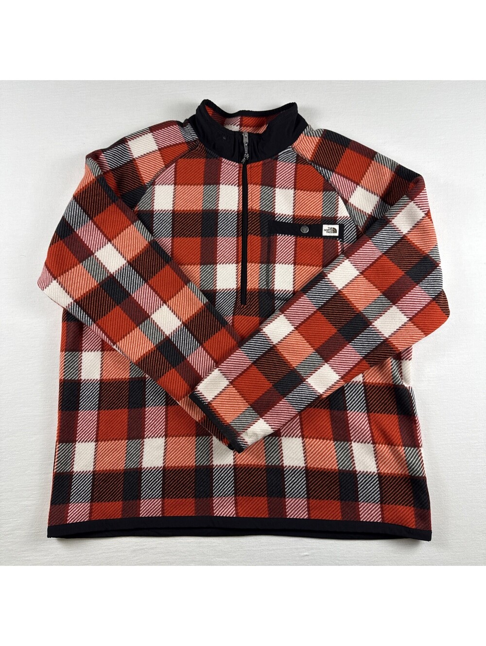 The North Face Gordon Lyons 1/2 Zip Fleece Red Plaid Men’s Size XL